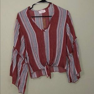 Lavender Fields bell sleeve tie shirt